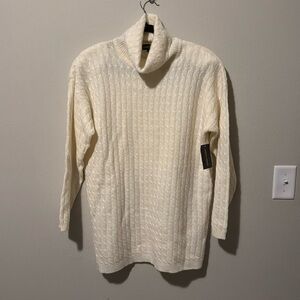 Vintage 80s cable knit sweater NWT by Jeanne Pierre, cream. Large. 60% lambswool
